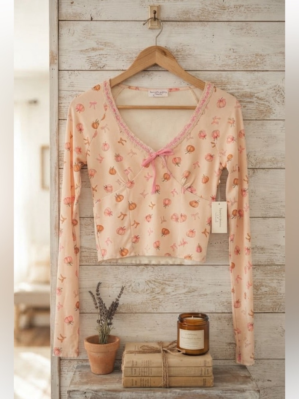 NWT ALTAR’D STATE INTIMATES XL PUMPKIN N BOWS LOUNGE PJ TOP